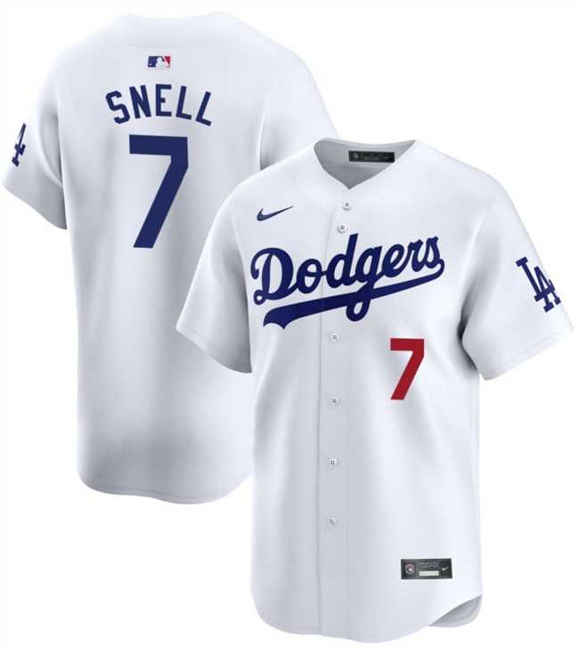 Men%27s Los Angeles Dodgers #7 Blake Snell White 2024 Home Limited Stitched Jersey Dzhi->new york mets->MLB Jersey